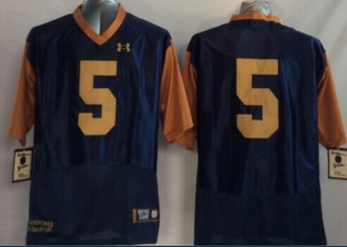 away jersey Men's ND Fighting Irish Everett Golson #5 Blue 2014