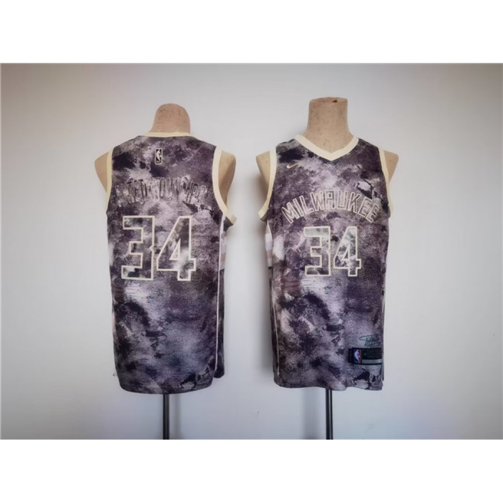 Durable Men's Milwaukee Bucks #34 Giannis Purple Basketball Jersey