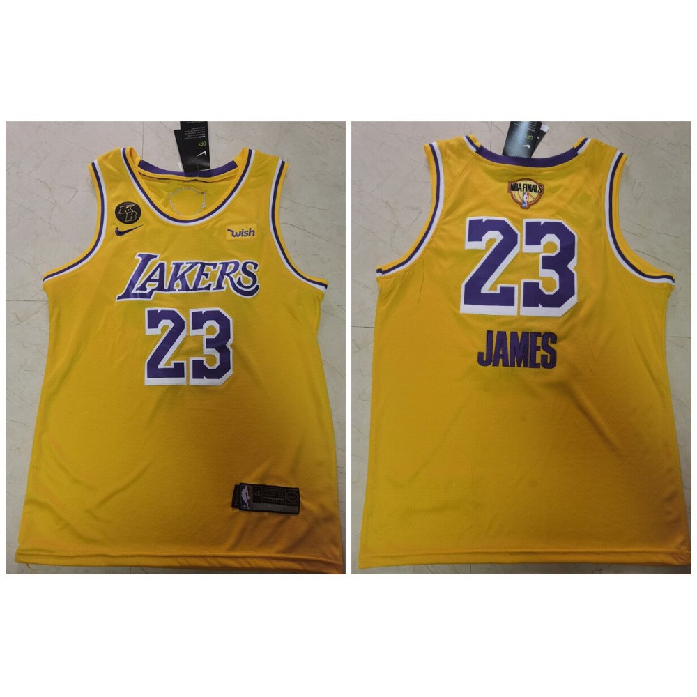 Men's Los Angeles Lakers #23 LeBron James 2020 Gold Finals Bound With KB Patch Stitched Jersey