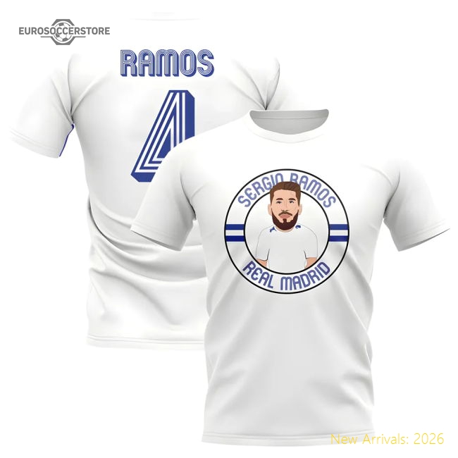 Sergio Ramos Real Madrid Illustration T-Shirt (White)