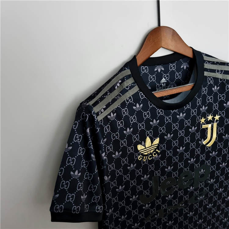 2223 Juventus Gucci Black Soccer Jersey Football Shirt - Official