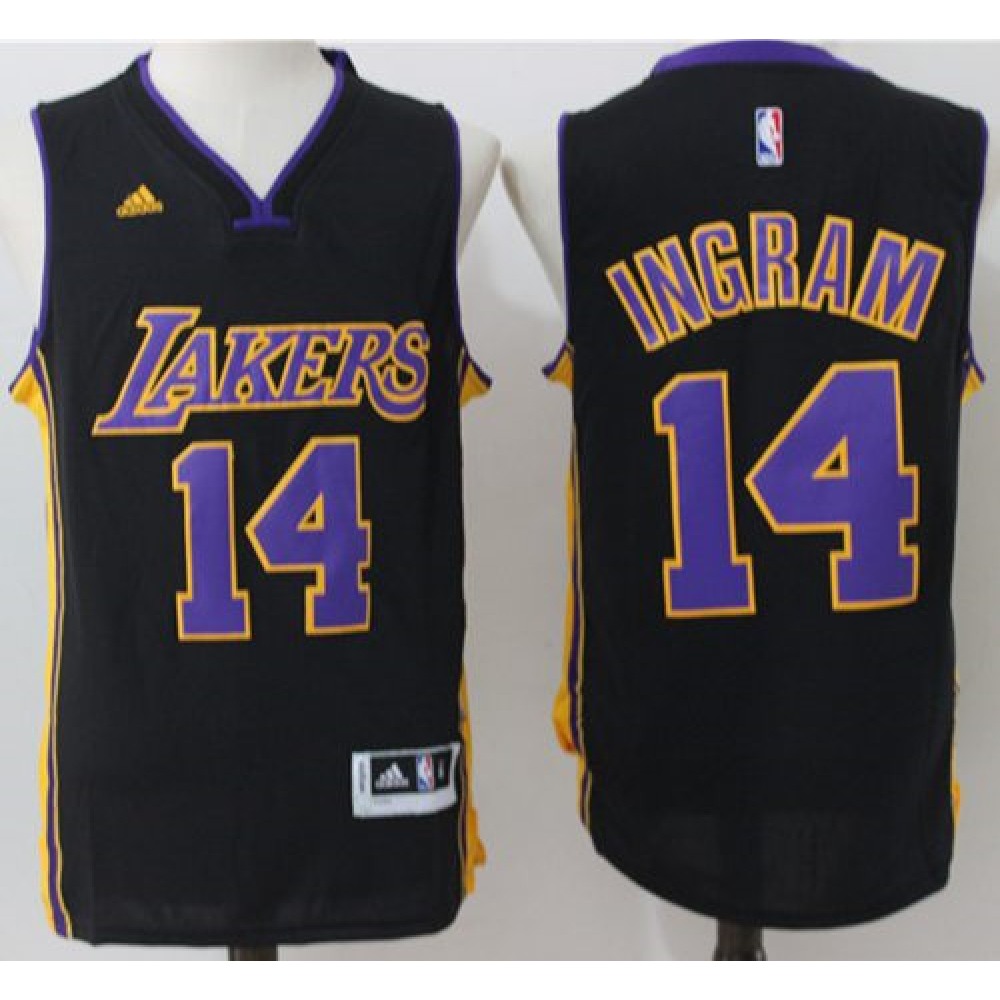 Lakers #14 Brandon Ingram Black(Purple NO.) Stitched NBA Jersey