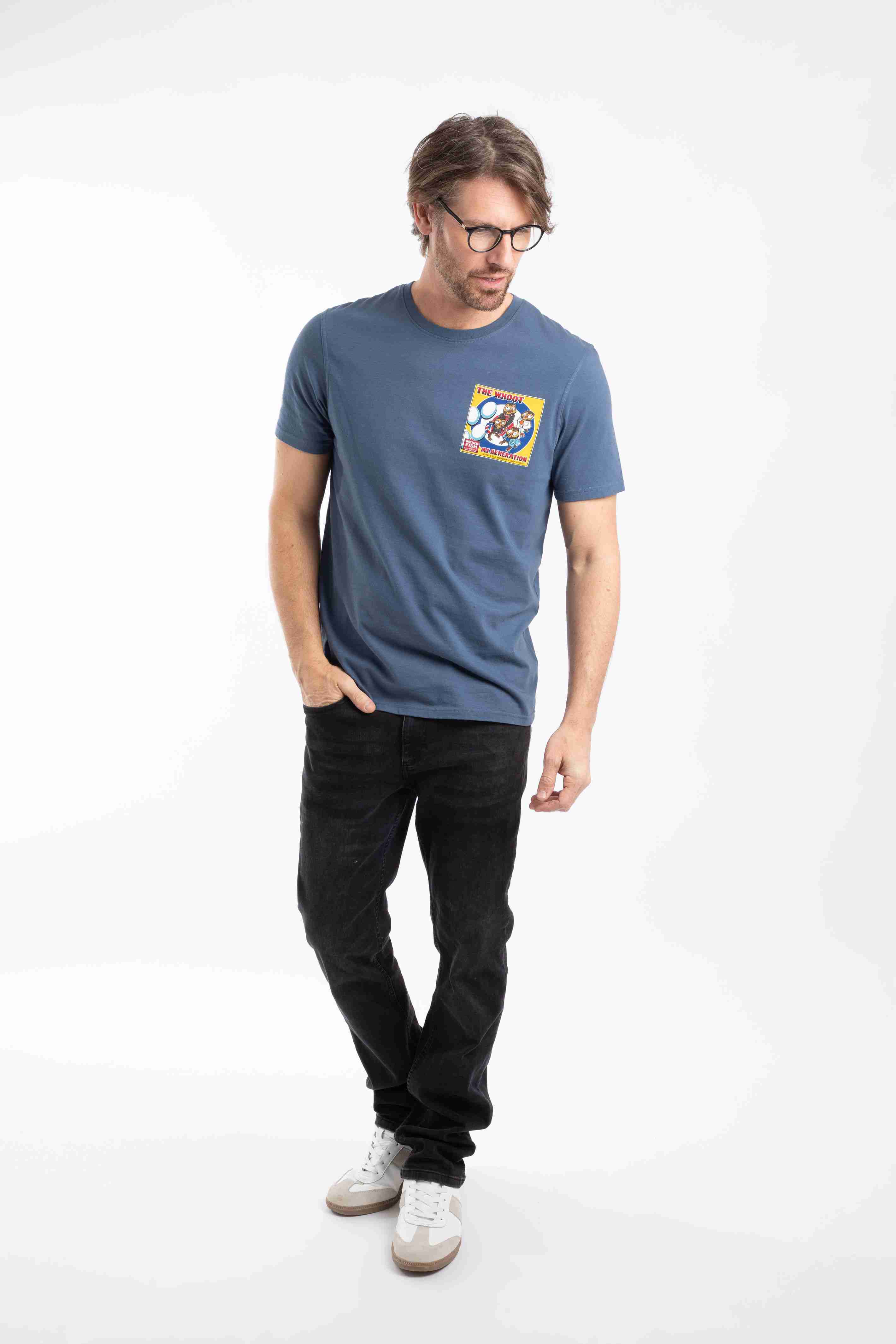 The Whoot Back Print Artist T-Shirt Ensign Blue