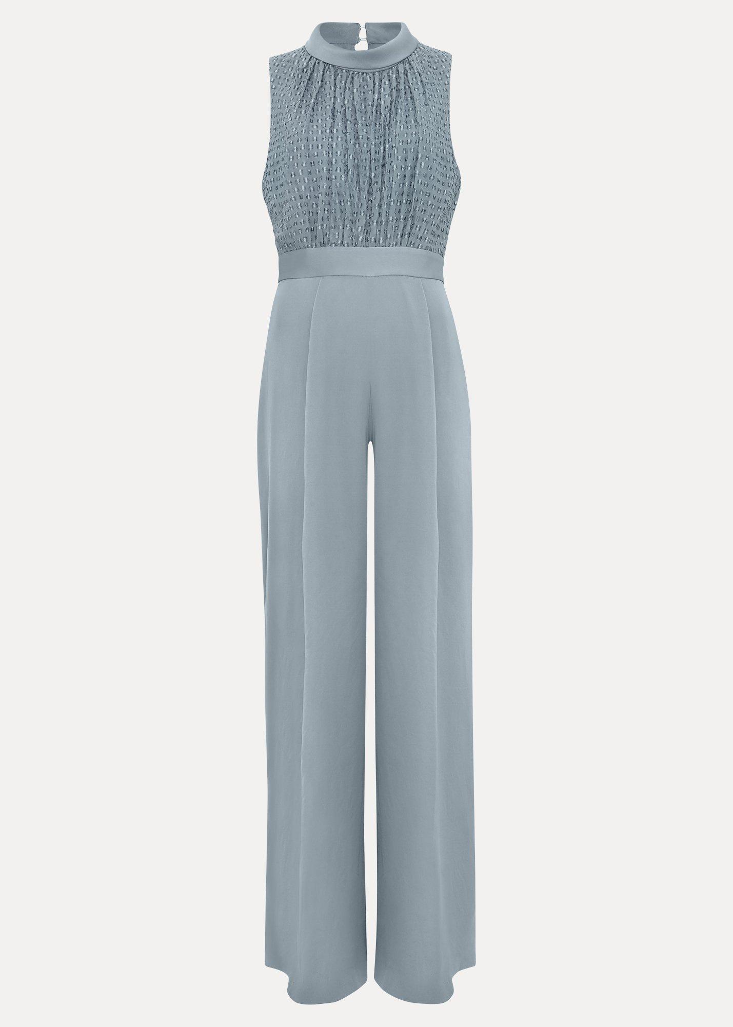 Petite Eliza Textured Bodice Wide Leg Jumpsuit