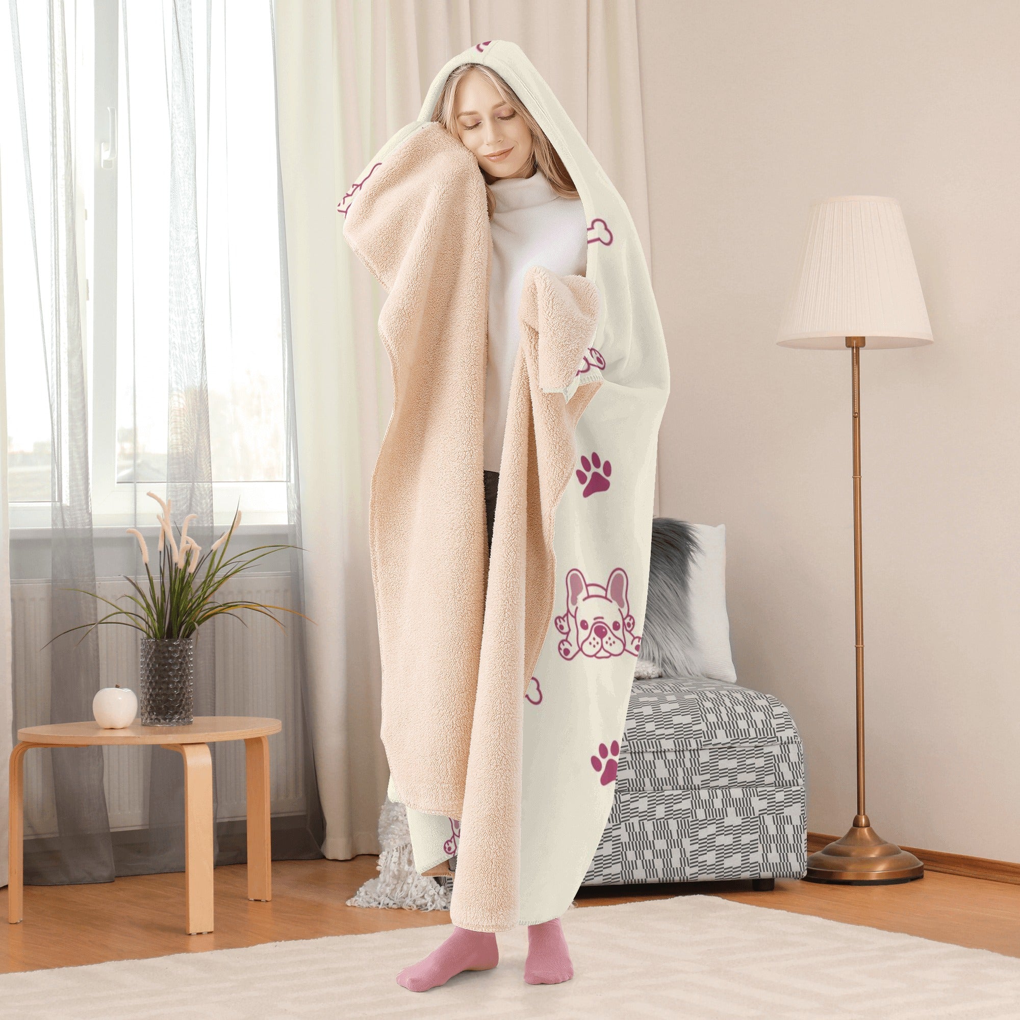 Frenchie-Fan Stylish Prince - Hooded Blanket for Casual Outings Durable