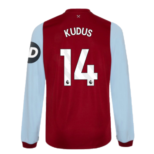 West Ham Long Sleeve official style Home Shirt 2023-2024 (Men