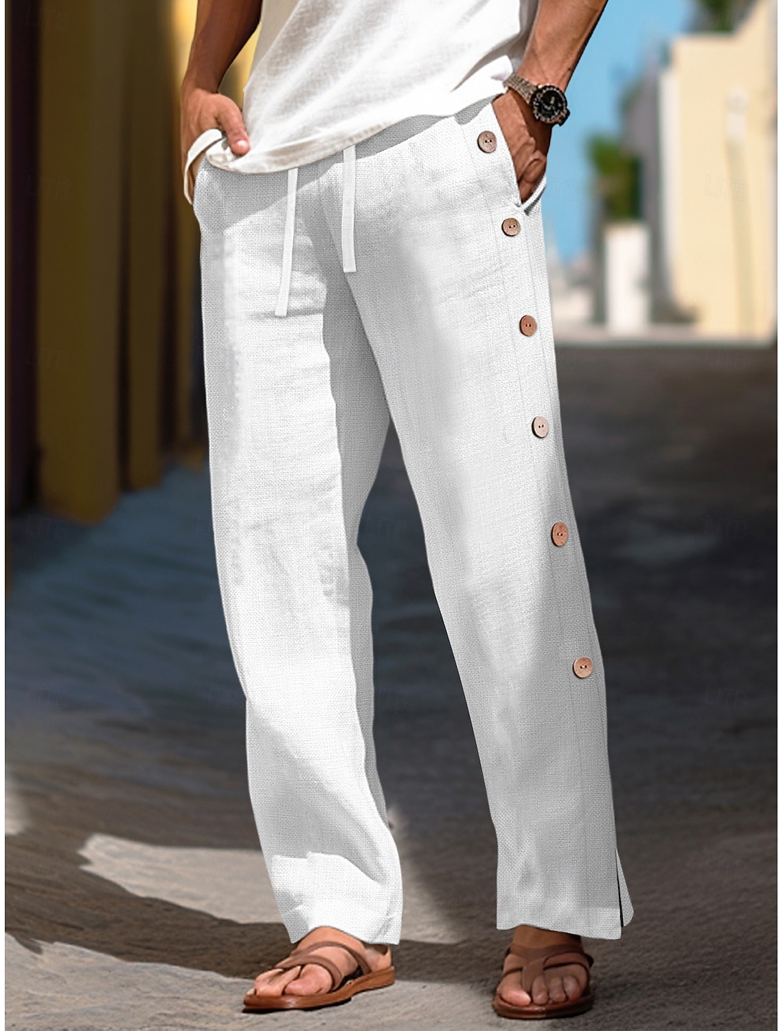 Men's Shirt Linen Shirt Band Collar Shirt Summer Shirt Beach Wear Button Up Shirt Plain Casual Daily Black White Blue Long Sleeve Band Collar Spring & Summer Clothing Apparel