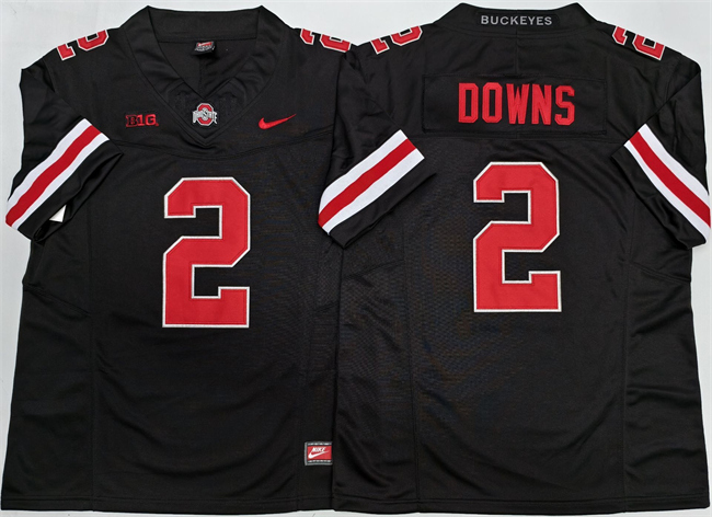 Men's OSU Ohio Black 2025 official Caleb Downs #2 alternate jersey