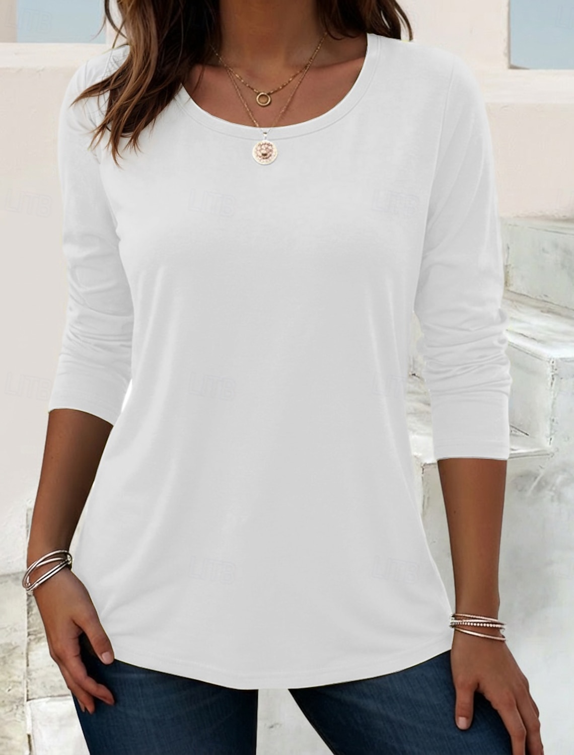 Women's T Shirt Blouse Solid Color Plain Stylish Classic Long Sleeve Crew Neck Round Neck Long Tops Daily Going out Beach Wear Blue Black White Yellow Pink Spring Fall