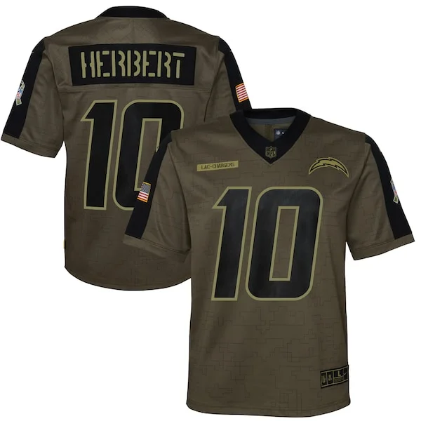 None Justin Herbert Game Jersey - Olive | NFL Player Jersey | NFL Foot