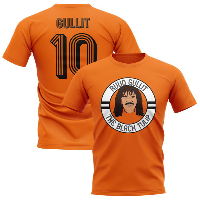 Ruud Gullit Holland Illustration T-Shirt (Orange) Quality