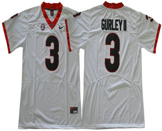 Men's UGA GA Todd Gurley #3 embroidered White 2017 official licensed