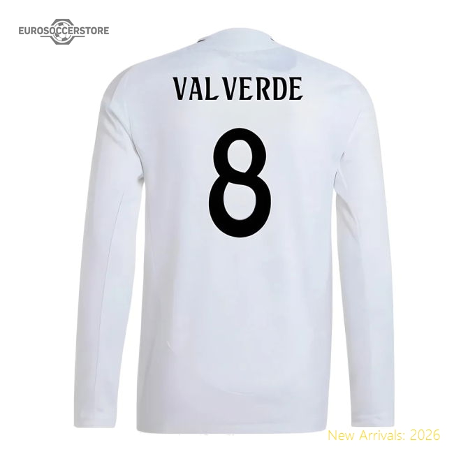 Popular 2024-2025 Real Madrid Authentic Long Sleeve Home Shirt (Valverde
