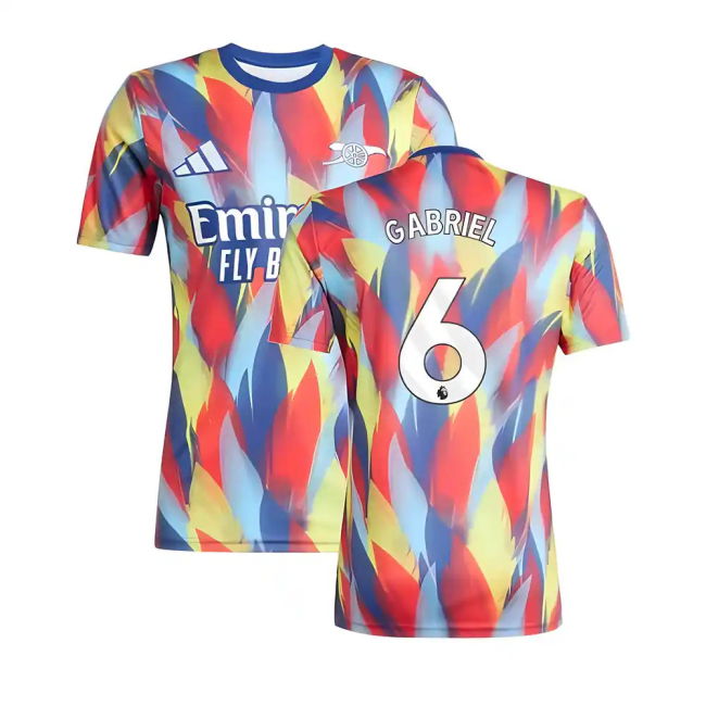 Adult 2025-2026 Arsenal Pre-Match Shirt (Victory Blue) (Gabriel 6)