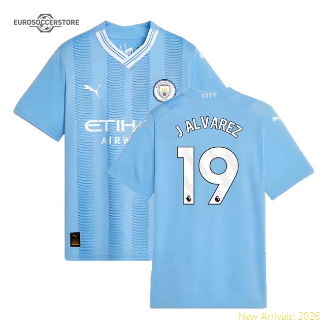 High-quality Kids Man City J Alvarez Jersey 2023-2024 Stretchy
