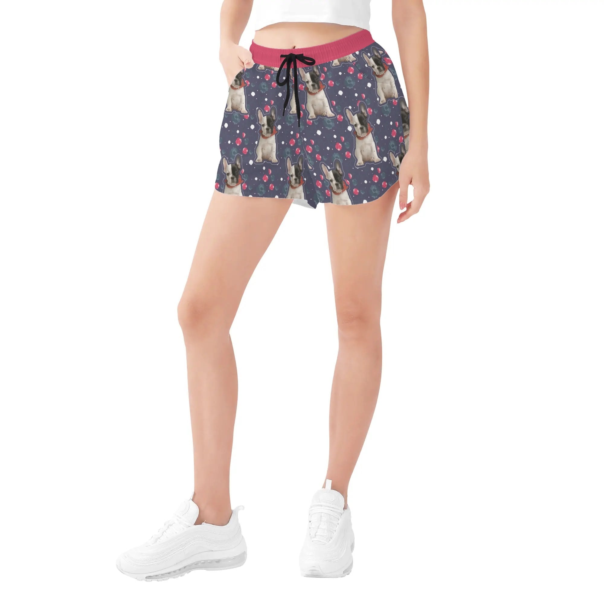 Custom Women's Beach Shorts with French Bulldog Image