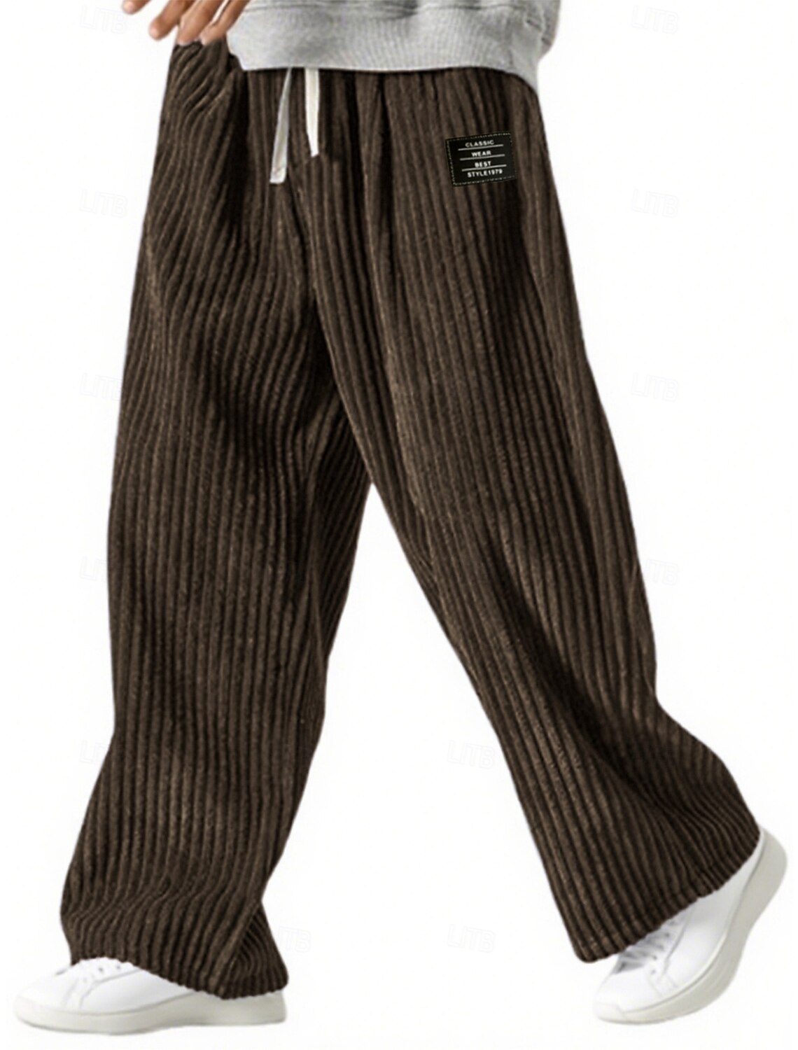 Men's Sweatpants Trousers Corduroy Pants Baggy Straight Leg Drawstring