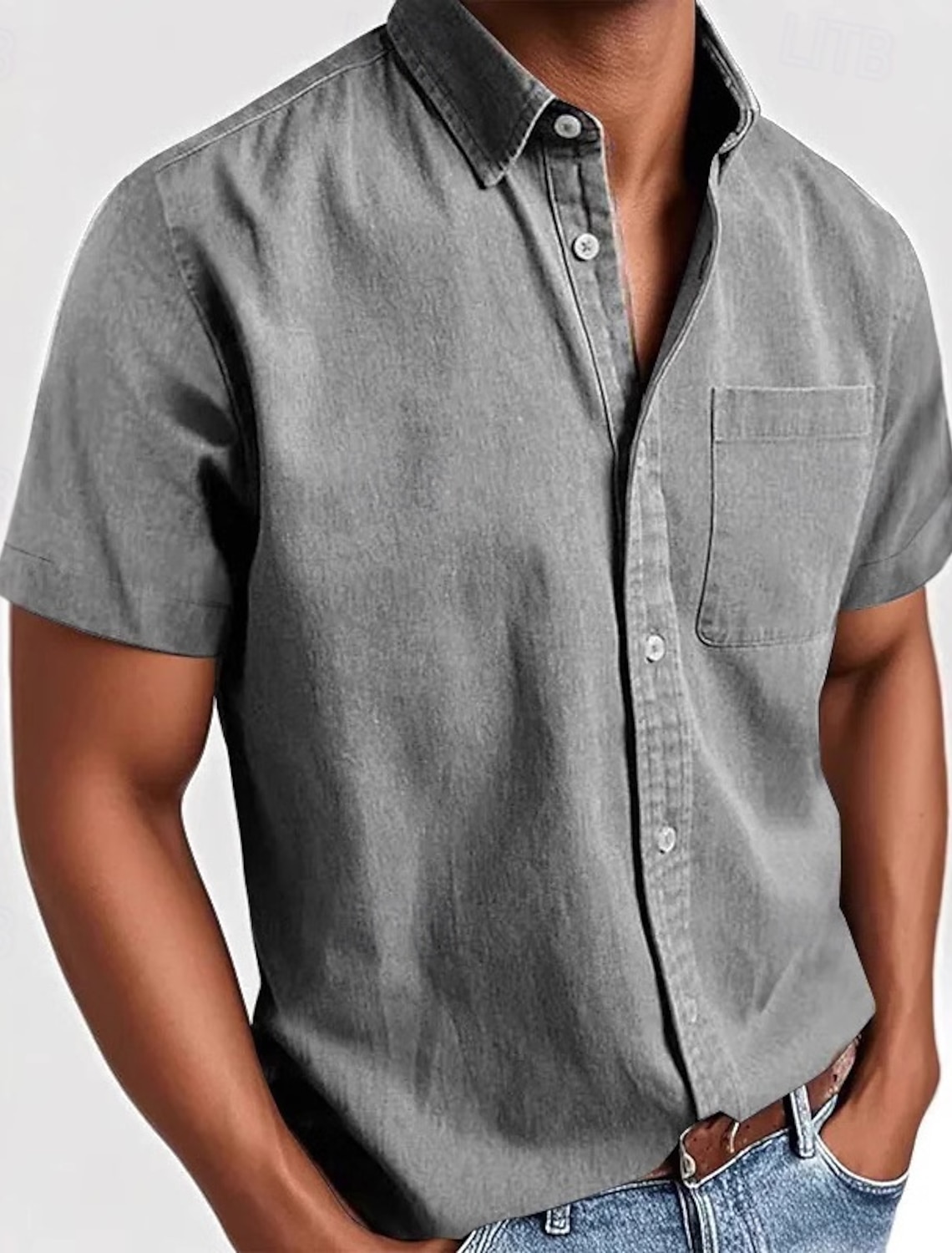 Men's Shirt Casual Shirt Button Up Shirt White Pink Red Sky Blue Green Short Sleeve Plain Lapel Casual Daily Front Pocket Clothing Apparel Elegant Fashion Casual