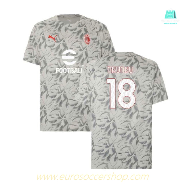 2025-2026 AC Milan Warm Up Jersey (Smokey Gray) (Nkunku 18)
