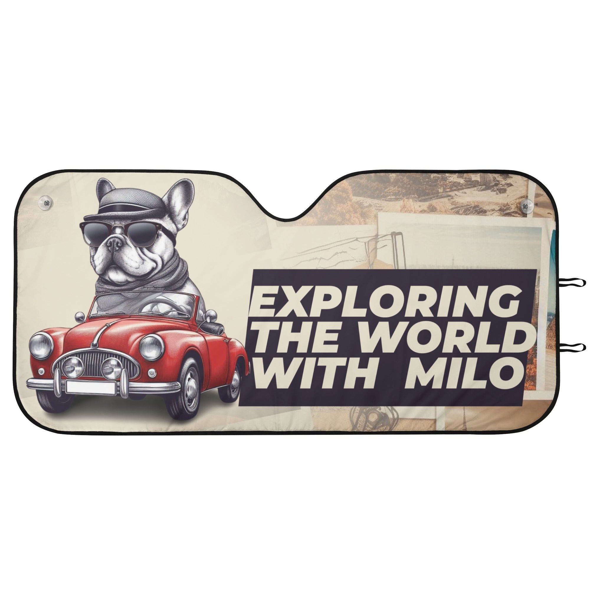 High-Quality Custom Car Auto Sun Shade With Frenchie's Name - Car Aut...