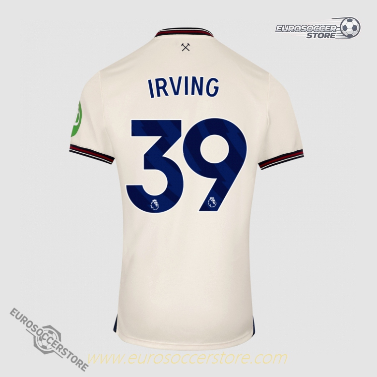 Away Jersey of West Ham United Featuring IRVING 39 for the 25-26 Season