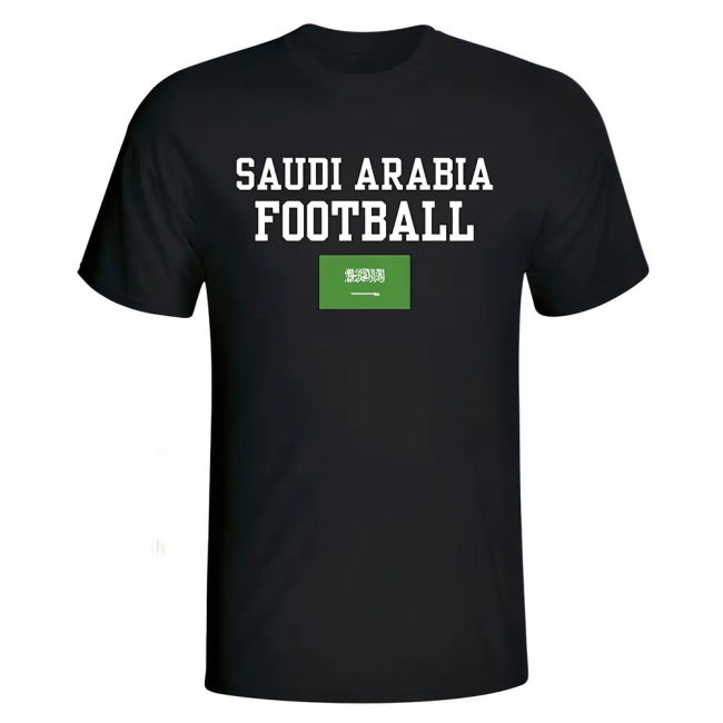Climate-Control Premium-Quality Saudi Arabia Football T-Shirt - Black