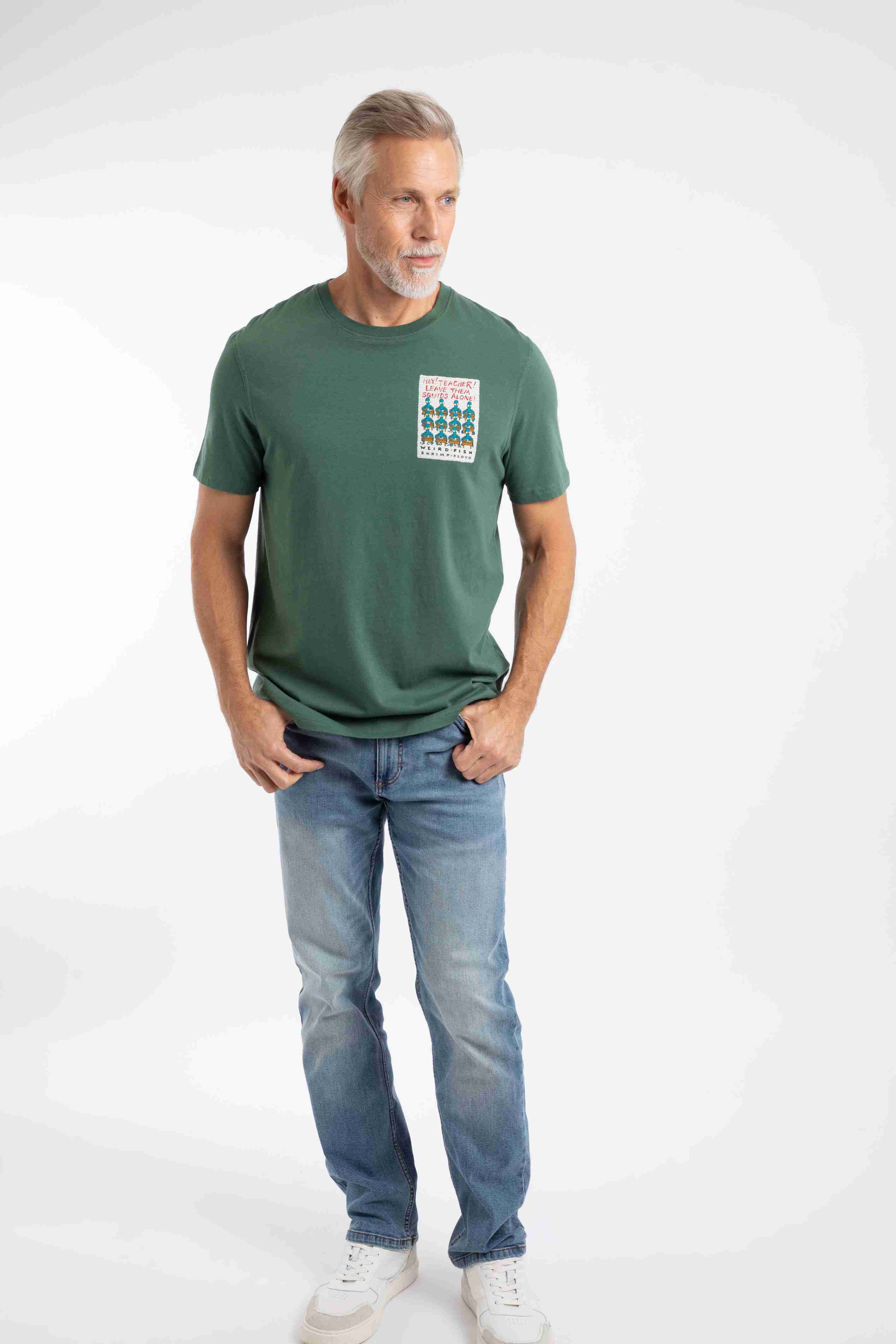 Hey Teacher Back Print Artist T-Shirt Dusky Green