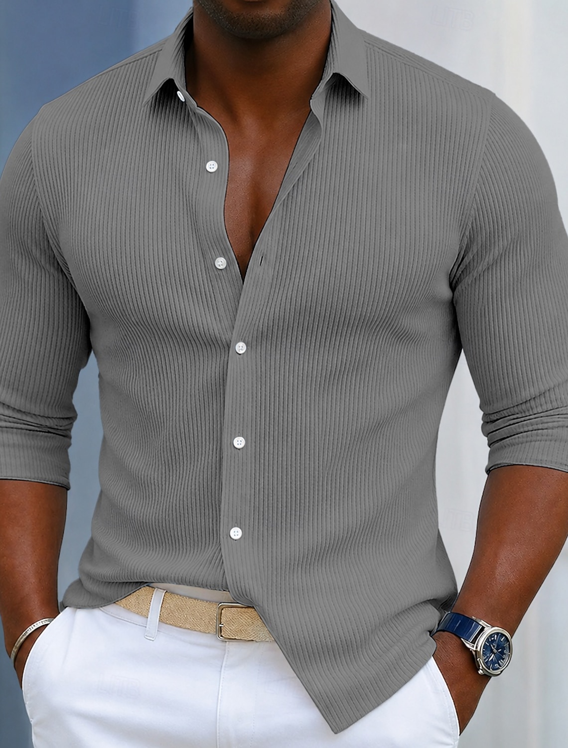 Men's Shirt Corduroy Shirt Button Up Shirt Blue Black White Navy Blue Purple Long Sleeve Plain Turndown Casual Daily Button-Down Clothing Apparel Polyester Fashion Streetwear Classic Casual