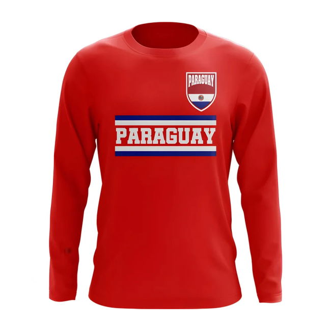 Quality Paraguay Core Football Country Long Sleeve T-Shirt (Red)
