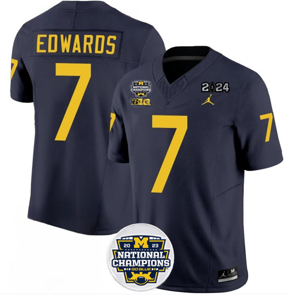 Men's Michigan UM Donovan Edwards #7 stitched Game 2024 durabl Jersey