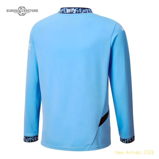 Premium 2024-2025 Man City Home Long Sleeve Shirt (kids) - Premium