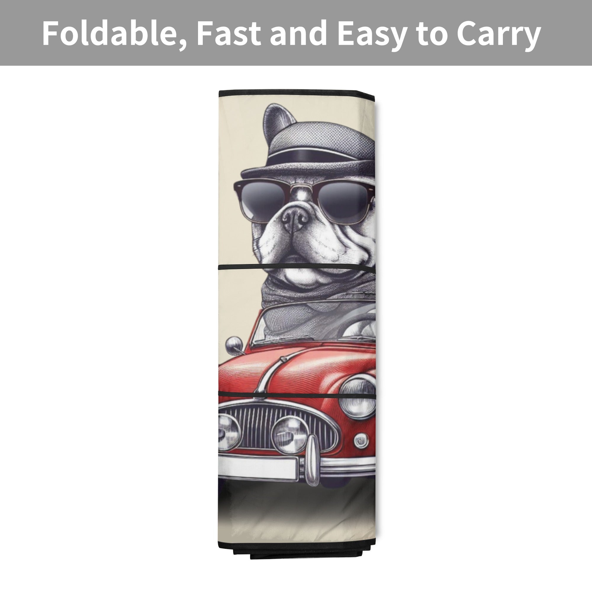 High-Quality Custom Car Auto Sun Shade With Frenchie's Name - Car Aut...