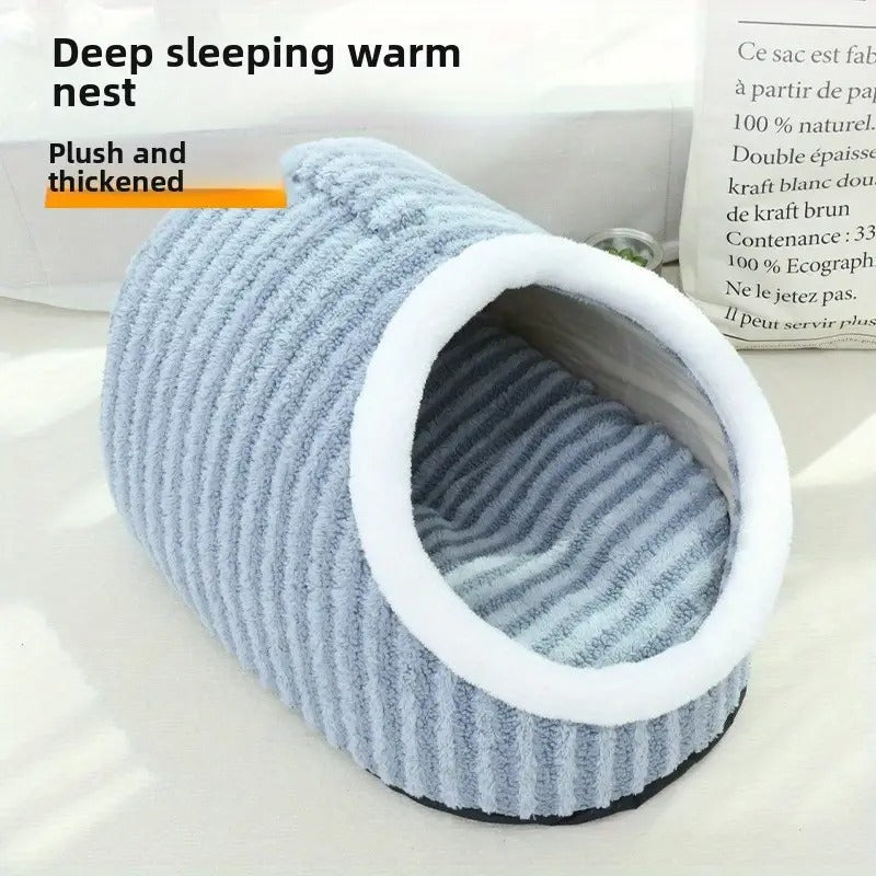 House – Semi-enclosed Striped Nest With Removable Cushion Pad Indoor Use