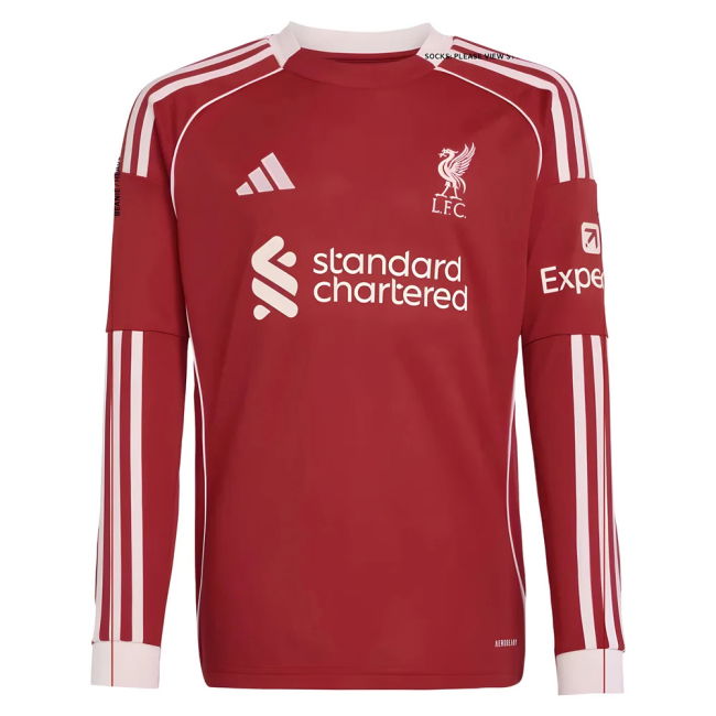 2025-2026 Home Shirt by Liverpool Long Sleeve (Junior