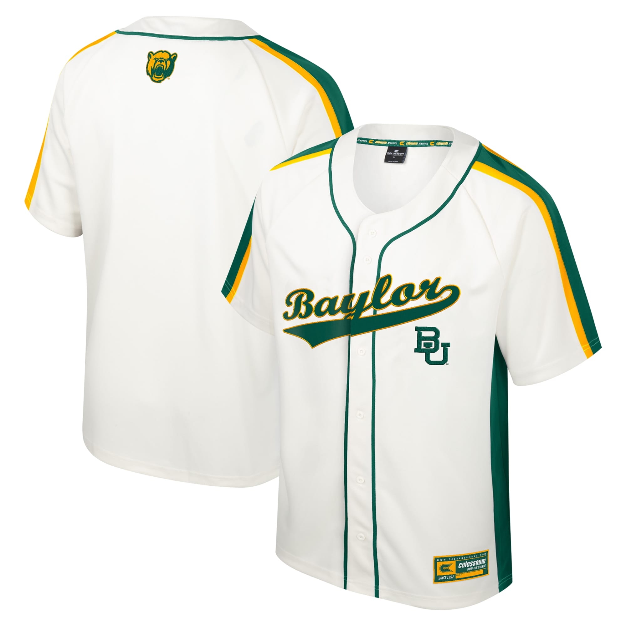 [NJP] Baylor Bears Colosseum Ruth Button-Up Baseball Jersey - Cream