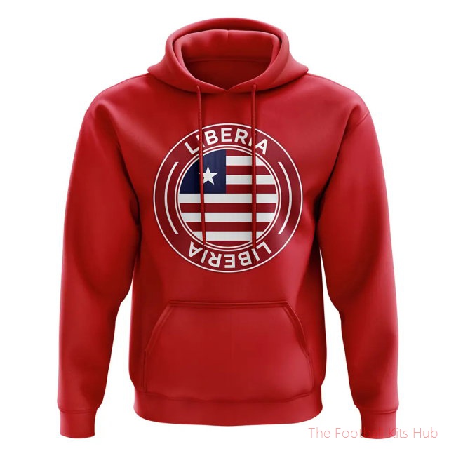 Men Liberia Football Badge Hoodie (Red)