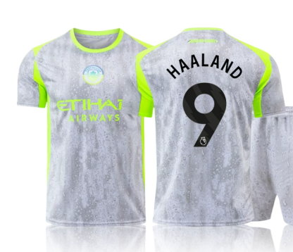 [FSOUK] 25/26 Manchester City Raindrop Grey Third Erling Haaland #9 Unique Street Style Jersey