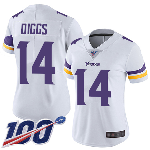 NFL M V Vikings #14 Stefon Diggs White Limited Jersey - Authentic Q...