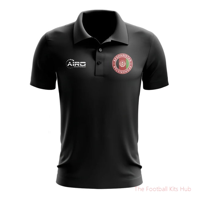 Men Afghanistan Football Polo Shirt (Black)