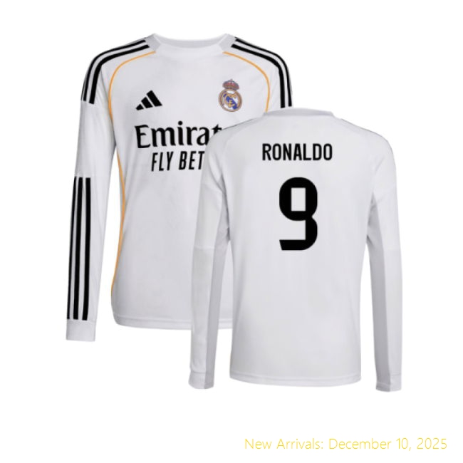 2025-2026 Real Madrid Long Sleeve RM Performance Home Shirt (Kids 14