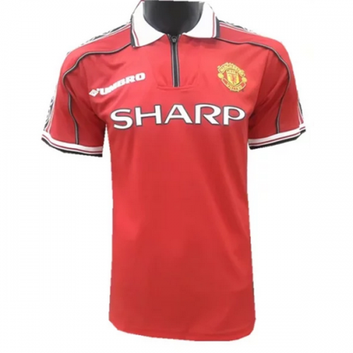 Match Quality Man Utd Manchester United Home 9899 Retro Soccer Jersey