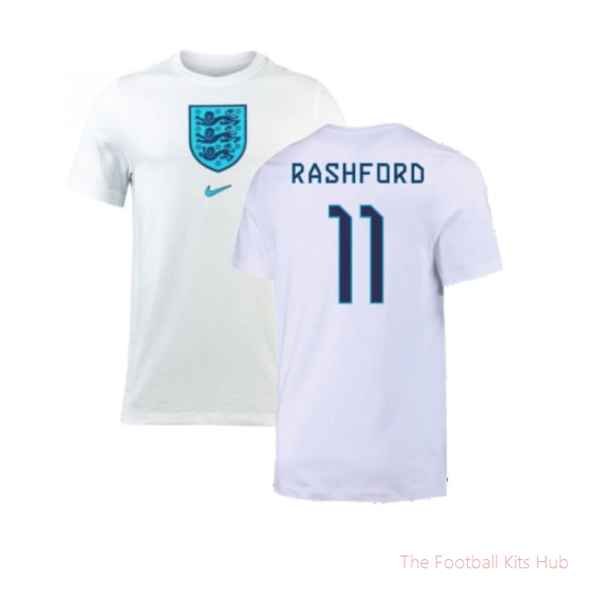2022-2023 England Crest Tee (White) (Rashford 11)