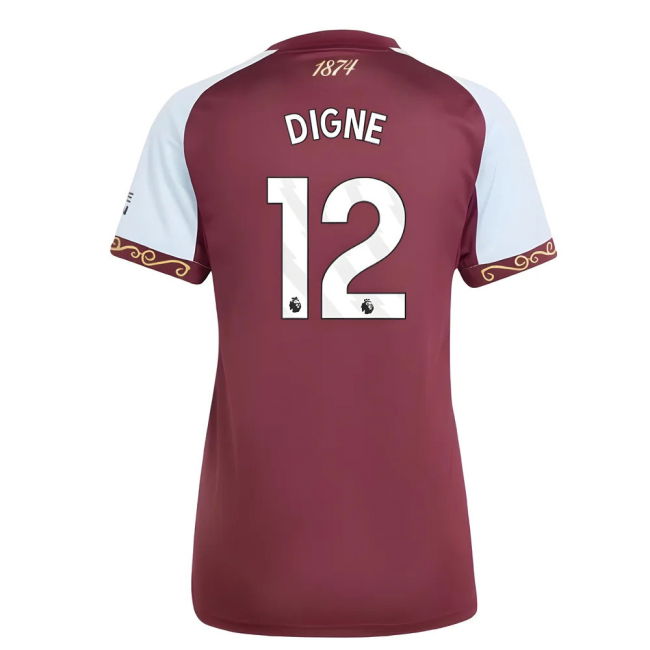 Proud Football Aston Villa Home Shirt Womens Digne #12 Top Tier Ne...
