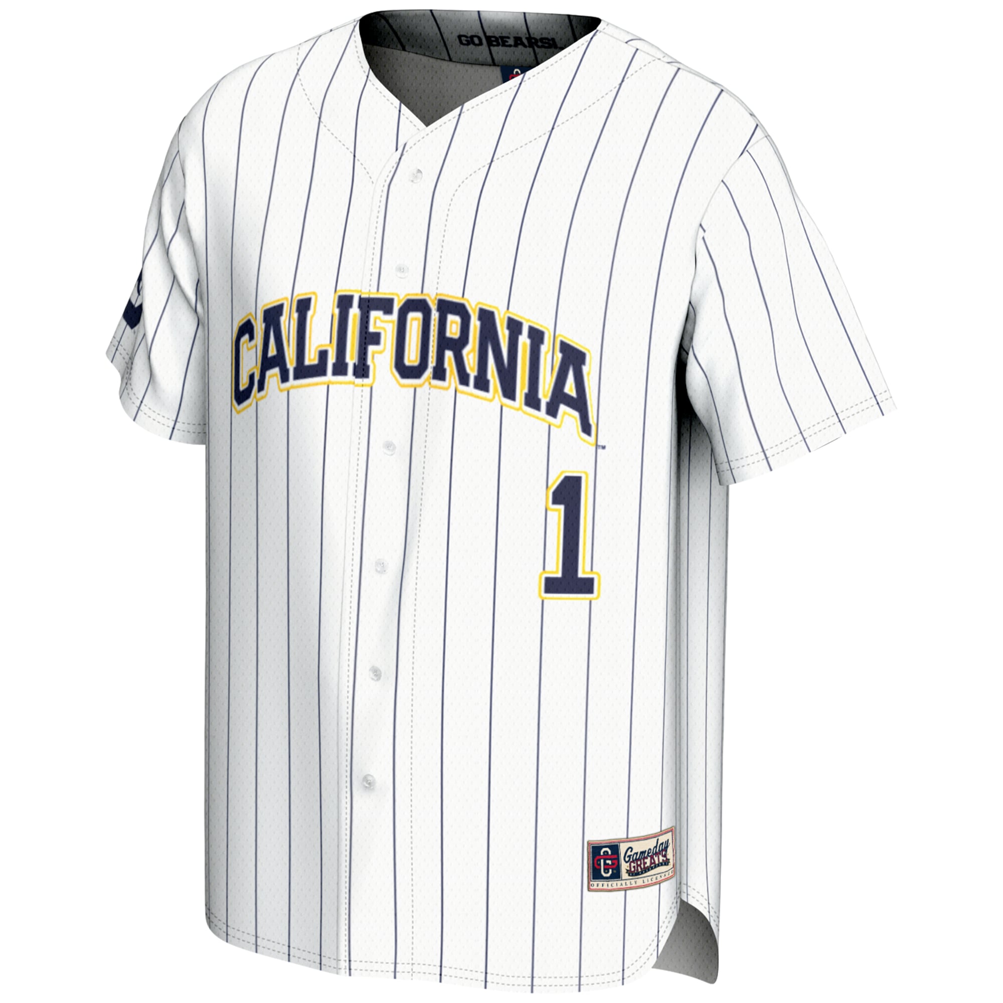 #1 Cal Bears GameDay Greats Lightweight Baseball Fashion Jersey - White