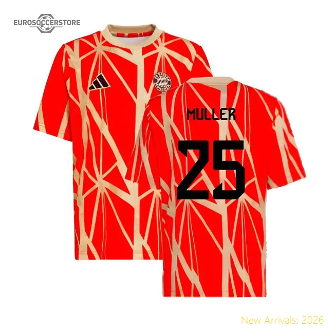 Official 2024-2025 Bayern Munich Pre-Match Shirt (Red) (Muller 25)