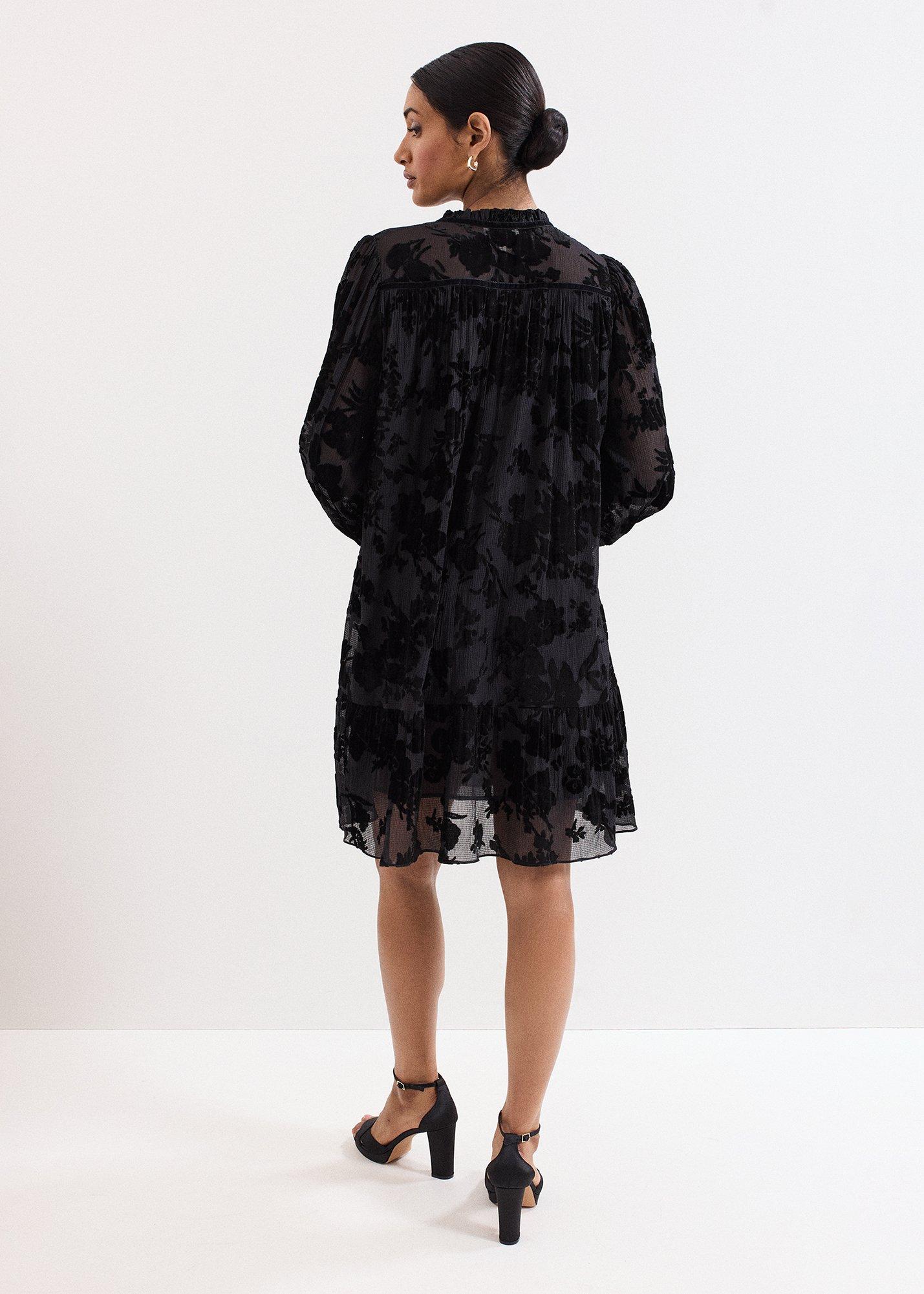 Mila Black Velvet Burnout Swing Dress