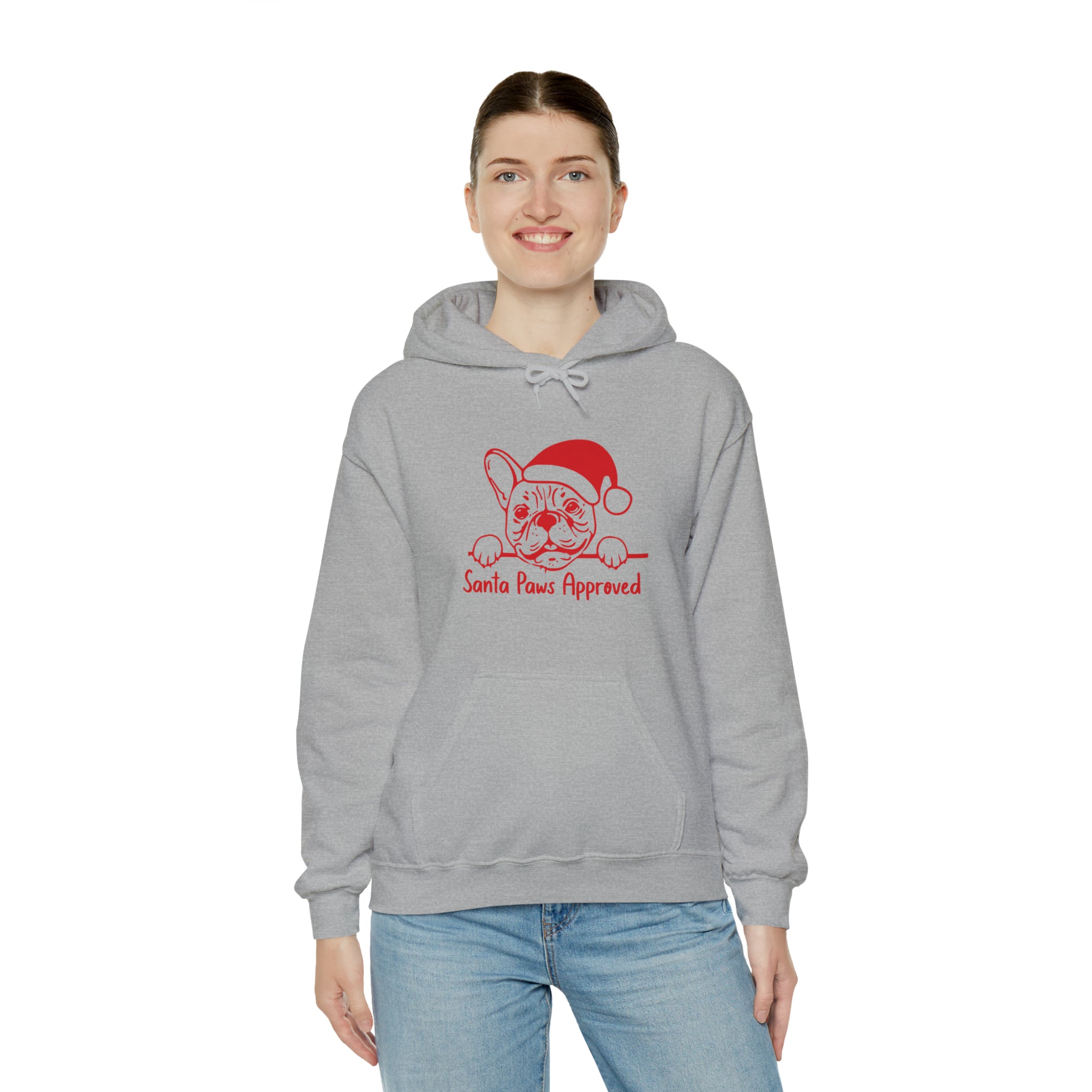 Frenchie-Fan Cozy Santa Paws Approved Unisex Hoodie for Dog Owners