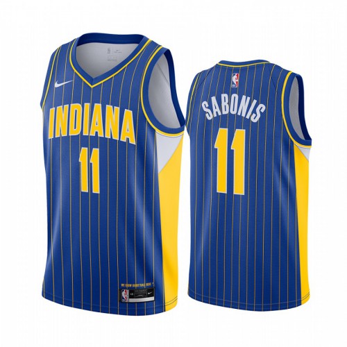 IND #11 Domantas Sabonis Premium 2020 City NBA Jersey - Blue Swingman