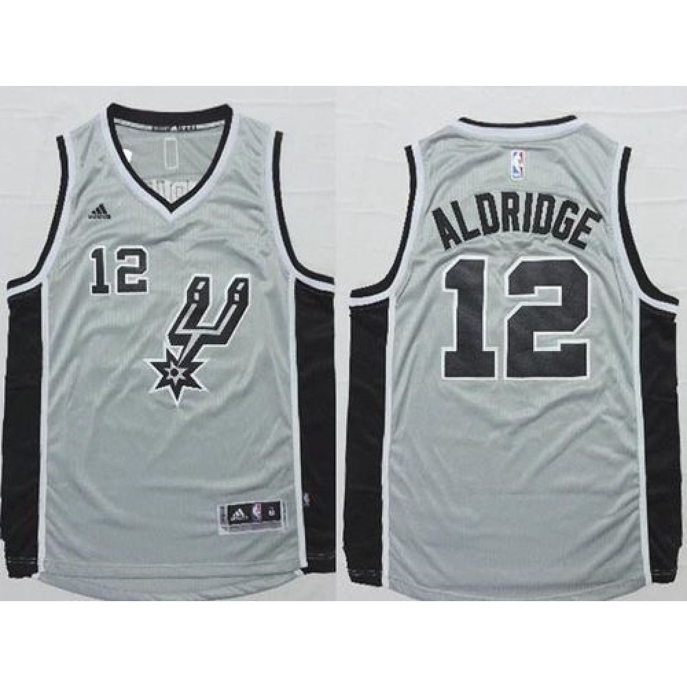 Spurs #12 LaMarcus Aldridge Grey Alternate Stitched NBA Jersey