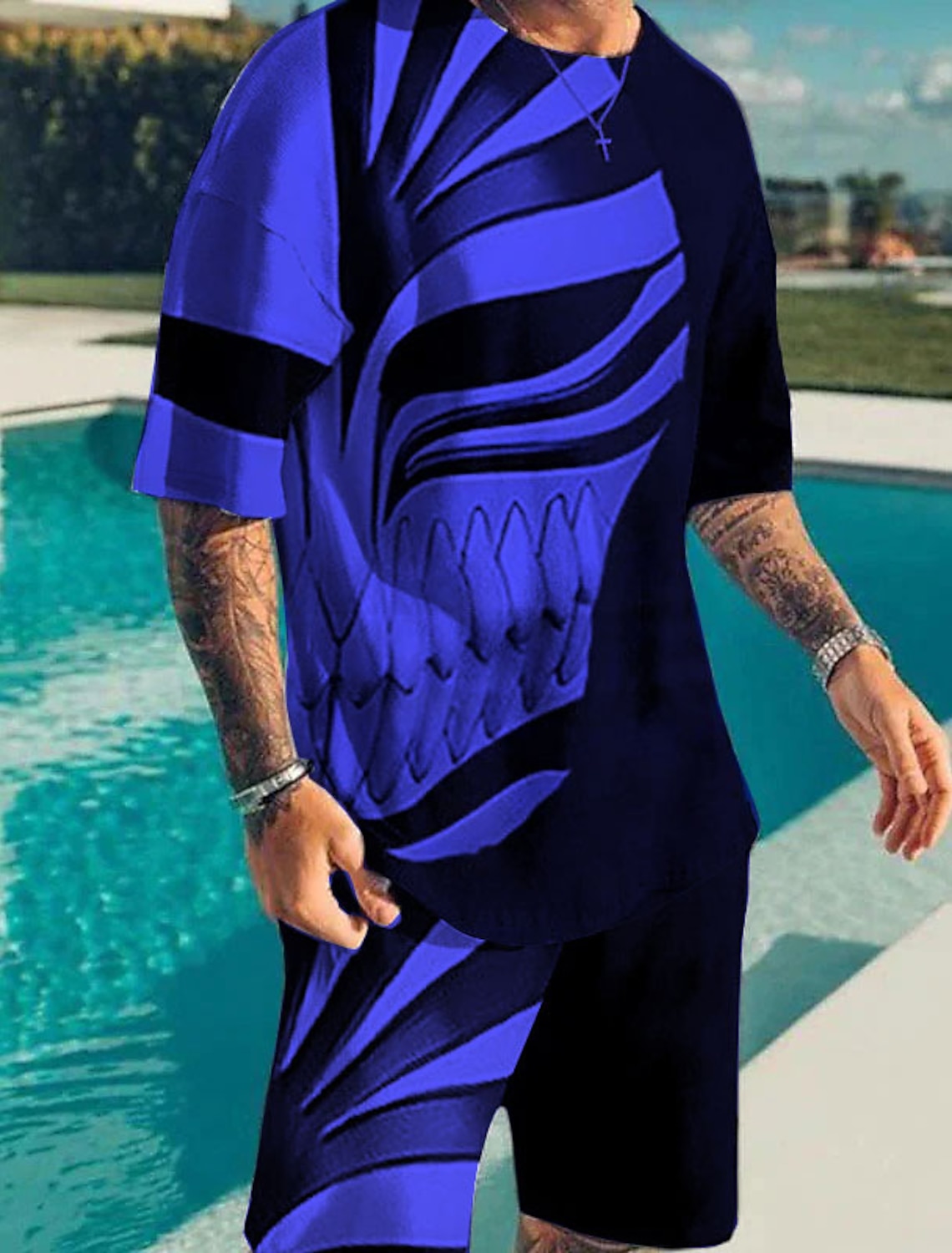 Men's Graphic Prints Technology 2pcs Tees sets Matching Short Sleeve